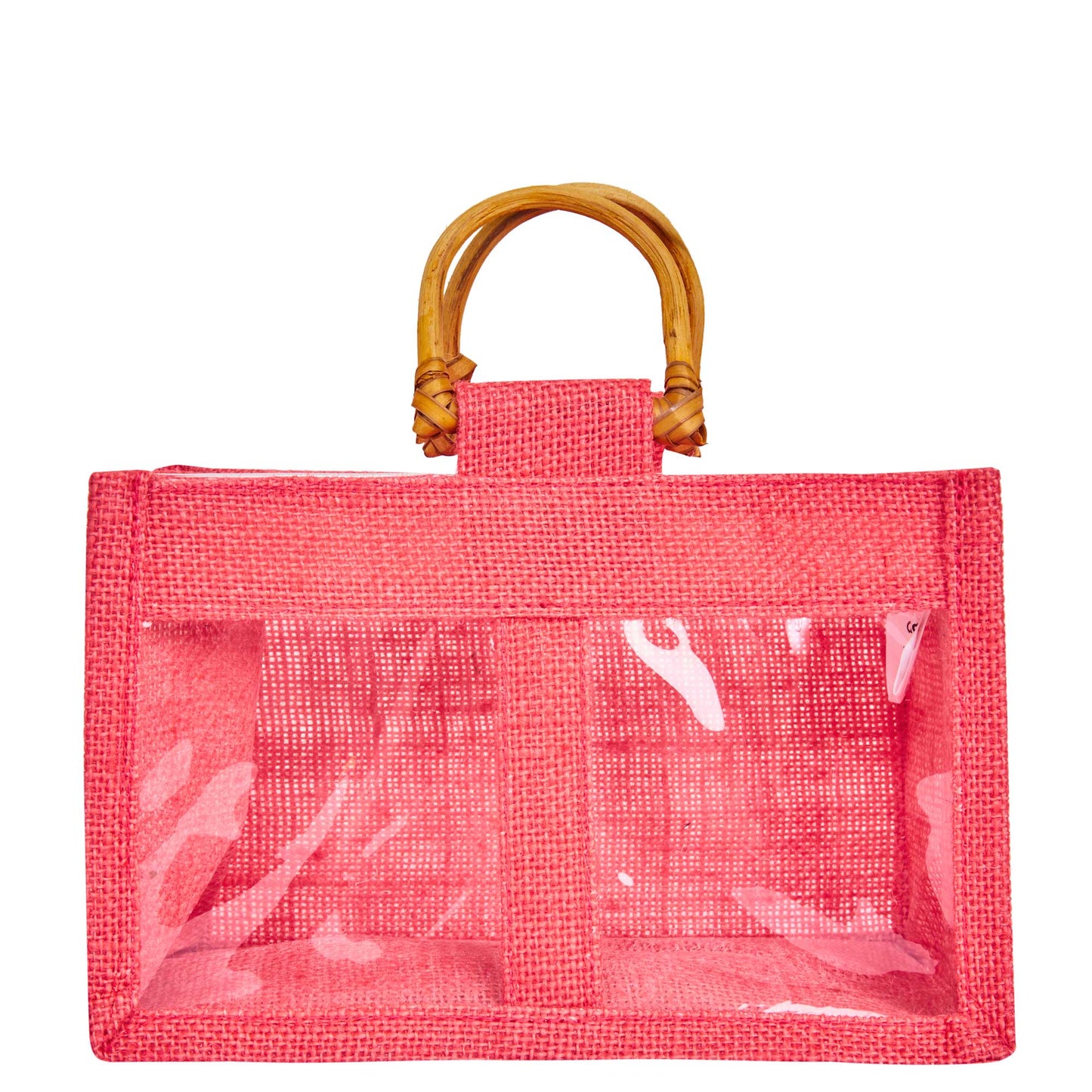 Coloured Jute Gift Bags with Cane Handles – Burlap Pouches for Weddings, Bridesmaid Gifts, Parties (7 Pcs)