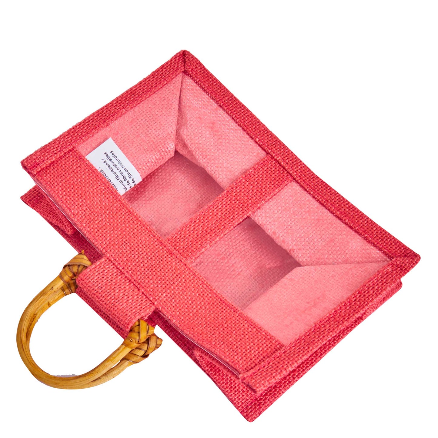 Coloured Jute Gift Bags with Cane Handles – Burlap Pouches for Weddings, Bridesmaid Gifts, Parties (7 Pcs)