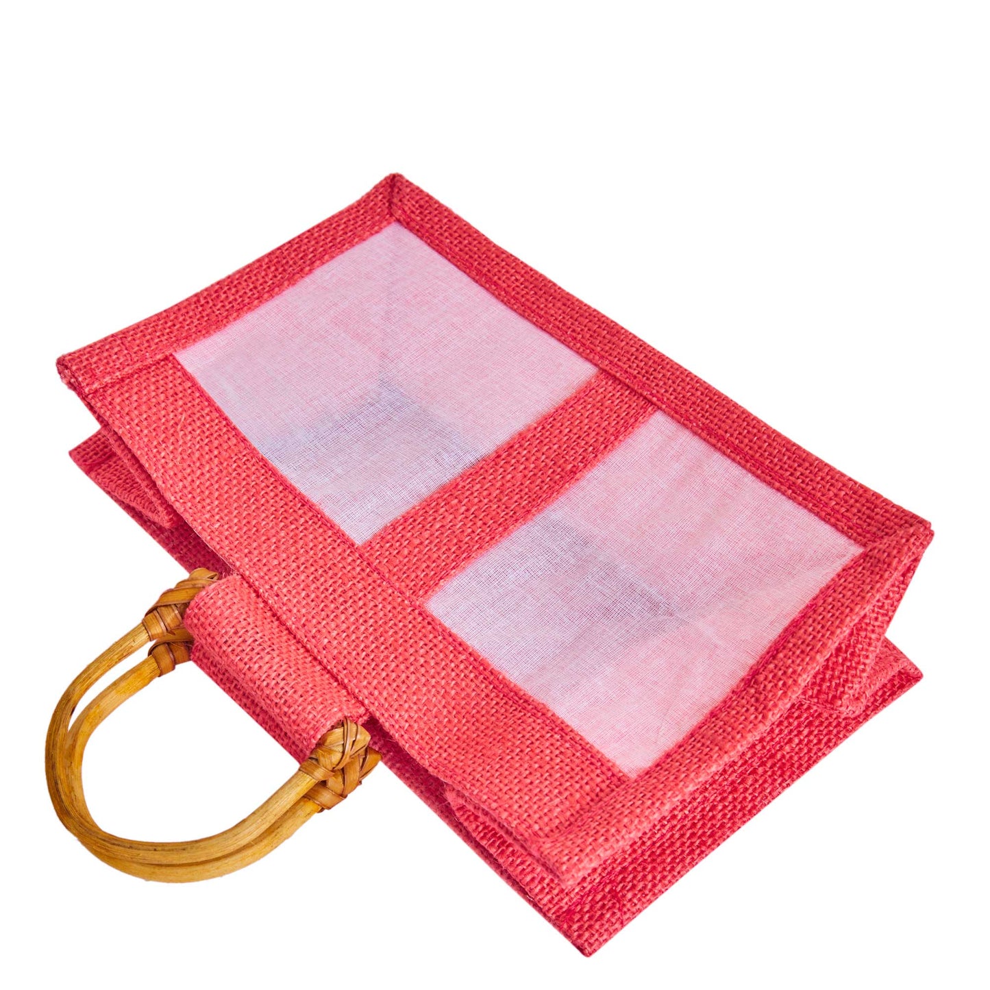 Coloured Jute Gift Bags with Organza Panels –Pouches for Weddings, Birthdays, Christmas, New Year (7 Pcs)