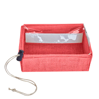 Coloured  Jute Gift Boxes with Drawstring & PVC Window – Burlap Baskets for Weddings, Events & Gifting (7 Pcs)