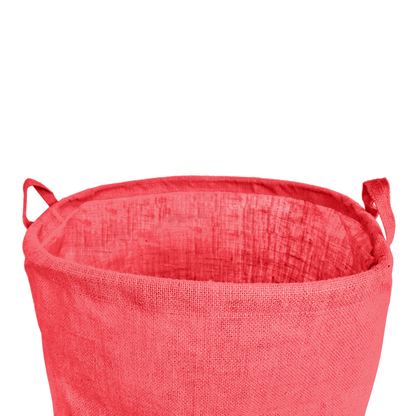 Jute Burlap Coloured Storage Basket – Small Clothes Ladundry, Socks, Books & Many more (Set of 4)