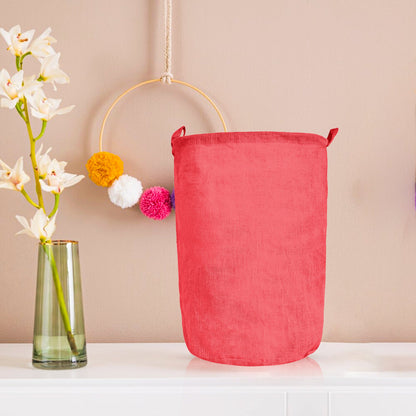 Jute Storage Bags –Laundry Baskets with Handles, Storage Baskets for Living Room, Bedroom, Nursery & Home Organization (Set of 4)