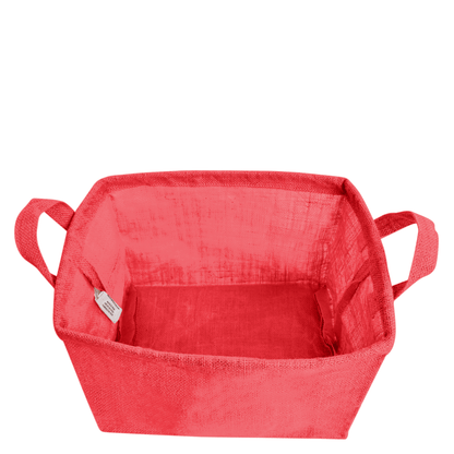 Coloured Collapsible Jute Baskets – Laundry Basket  Storage with Handles for Living Room, Bedroom – Small Clothes & Toys (Set of 4)