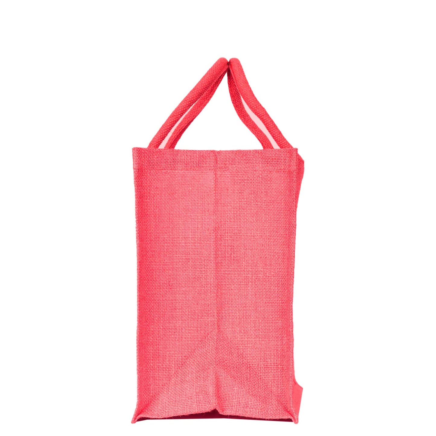 Jute Shopping Bags – Red, Pink, Green & Orange – Reusable Burlap Totes for Gifts, Promotions & More (Packs of 4)