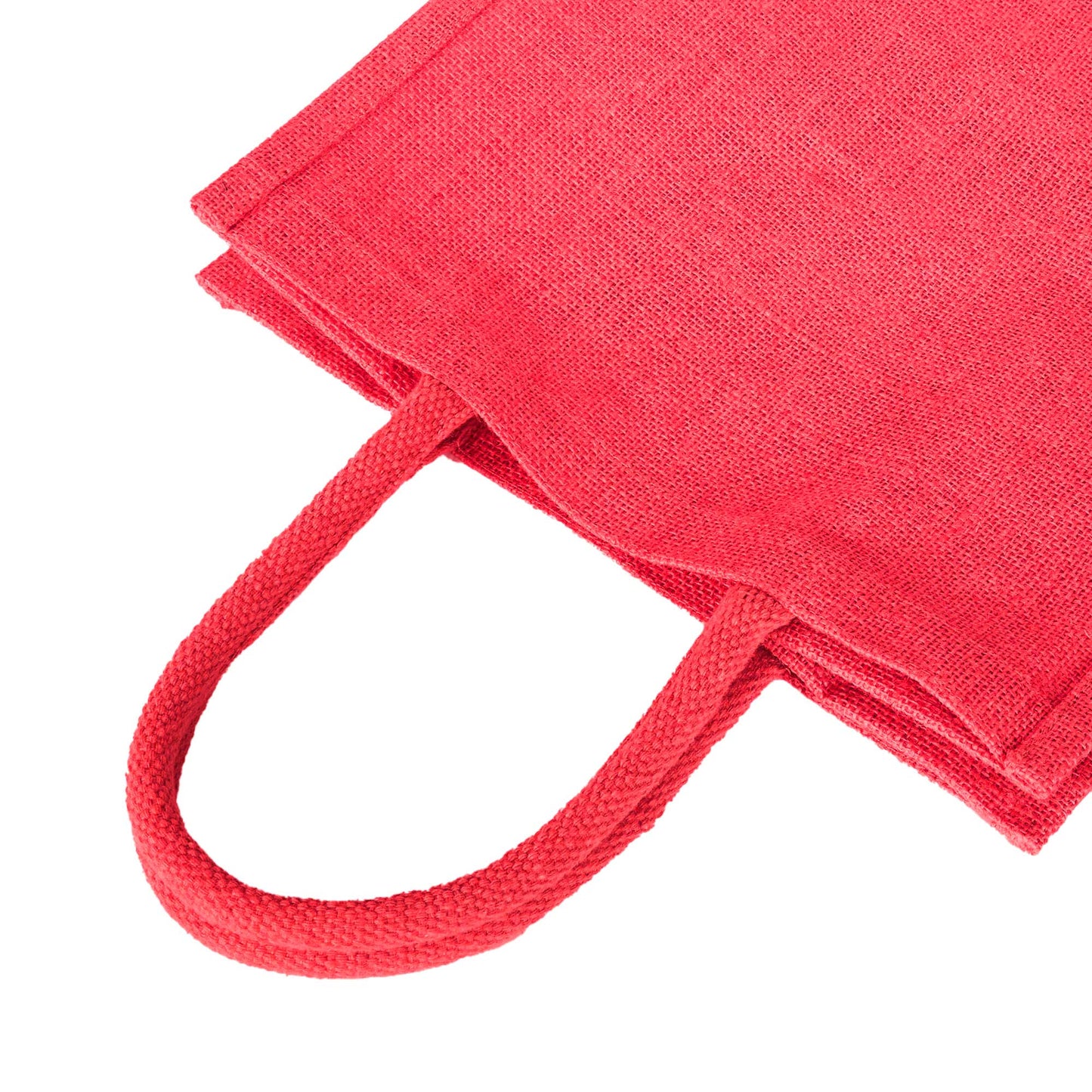 Jute Shopping Bags – Red, Pink, Green & Orange – Reusable Burlap Totes for Gifts, Promotions & More (Packs of 4)