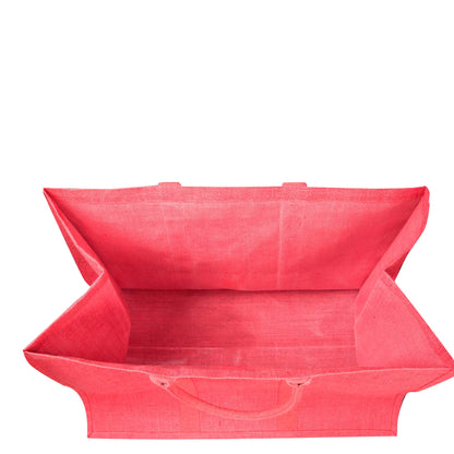 Jute Shopping Bags – Red, Pink, Green & Orange – Reusable Burlap Totes for Gifting, Promotions & Everyday Use (Packs of 4)