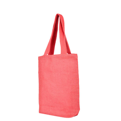 Wholesale Jute Bags for Corporate Events – Red, Pink, Green & Orange – Reusable Burlap Totes for Events & Weddings (Set of 4)