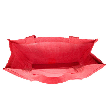 Reusable Jute Bags – Shopping, Gifting, Wedding, Daily Use – Deep Red, Pink, Green & Orange (Set of 4)