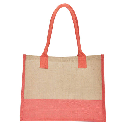 Jute Tote Bags – Red, Pink, Green & Orange – Reusable Burlap Bags for Shopping & Everyday Use (Set of 4)