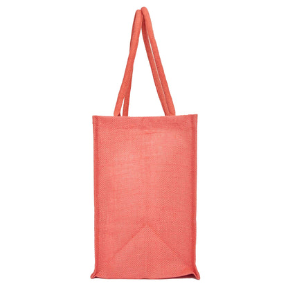 Jute Tote Bags – Red, Pink, Green & Orange – Reusable Burlap Bags for Shopping & Everyday Use (Set of 4)