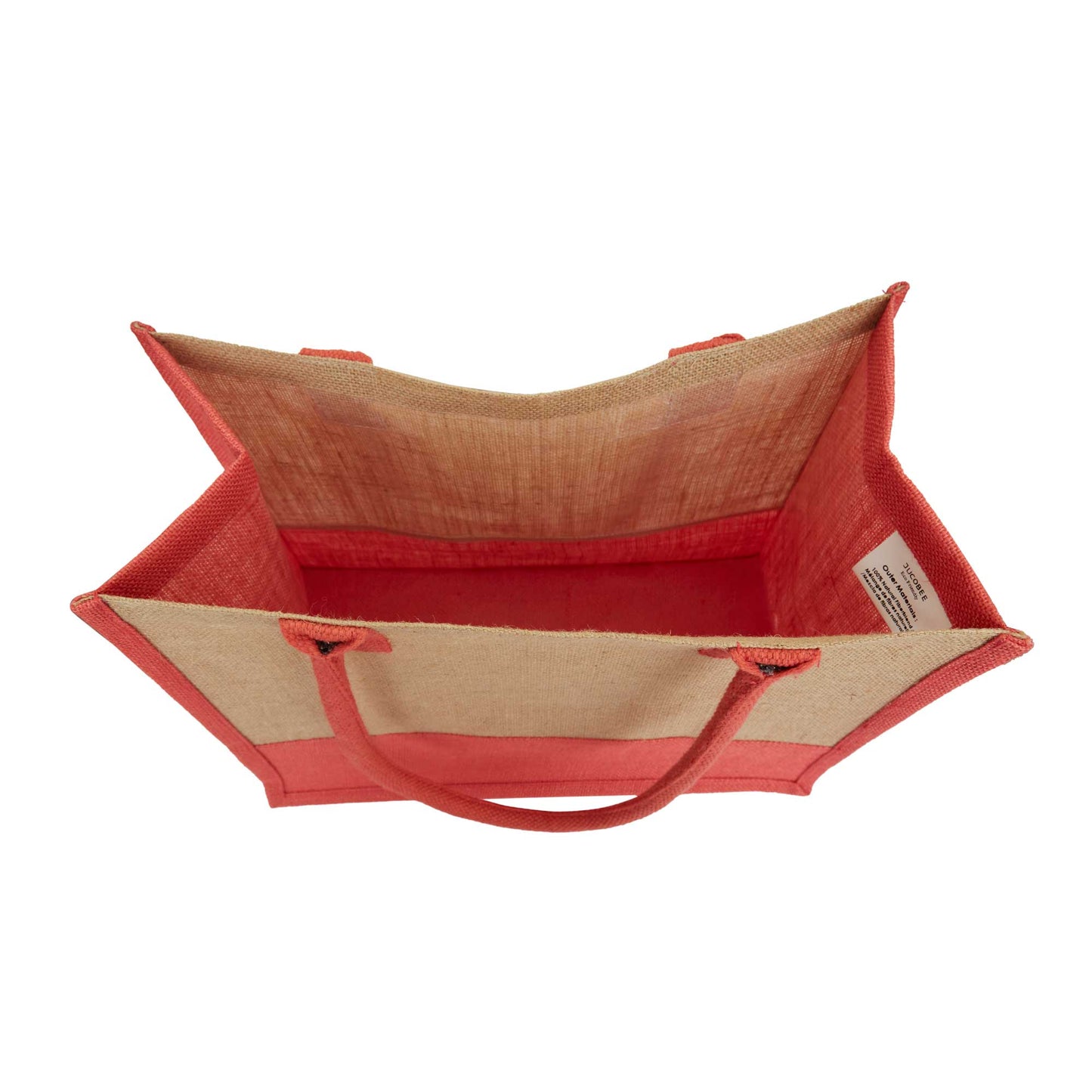 Jute Tote Bags – Red, Pink, Green & Orange – Reusable Burlap Bags for Shopping & Everyday Use (Set of 4)