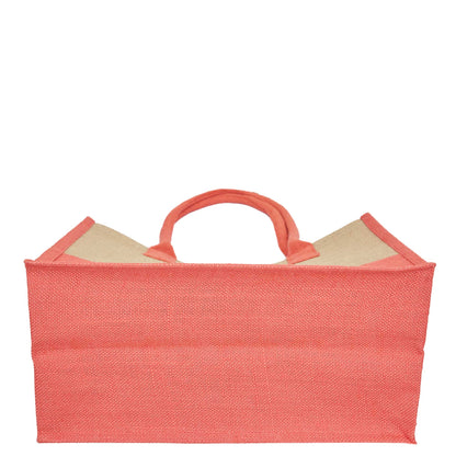 Jute Tote Bags – Red, Pink, Green & Orange – Reusable Burlap Bags for Shopping & Everyday Use (Set of 4)