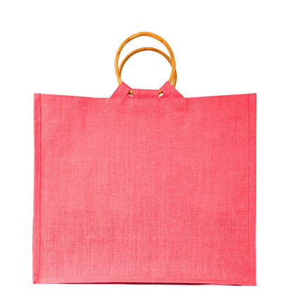 Jute Tote Bags for Wholesale – Reusable Burlap Bags with Cane Handles for Shopping & Beach (Set of 4)
