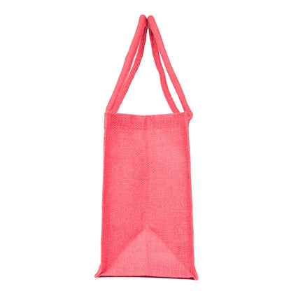 Jute Tote Bags – Ideal for Christmas Gifts, Weddings & Shopping – Deep Red, Pink, Green & Orange (Set of 4)