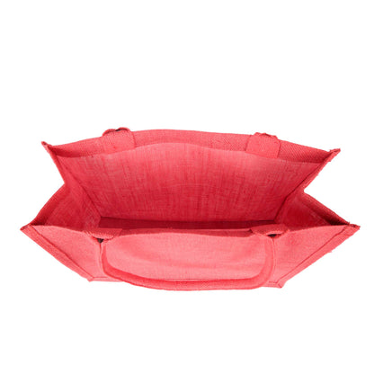 Jute Tote Bags – Ideal for Christmas Gifts, Weddings & Shopping – Deep Red, Pink, Green & Orange (Set of 4)