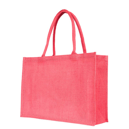 Burlap Jute Tote Bags – Vibrant Red, Pink, Green & Orange, Available for Wholesale, Travel & Weddings (Set of 4)