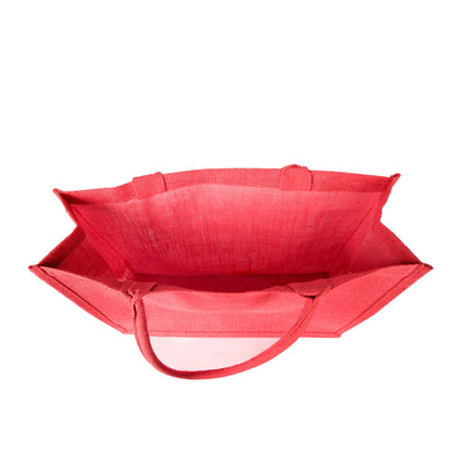 Burlap Jute Tote Bags – Vibrant Red, Pink, Green & Orange, Available for Wholesale, Travel & Weddings (Set of 4)