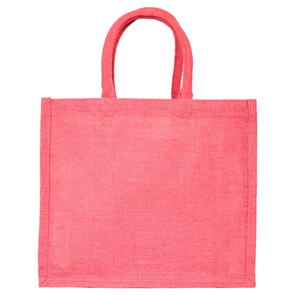 Jute Burlap Wholesale Shopping Bags in Red, Pink, Green & Orange – Perfect for Thanksgiving, Weddings, Travel & more (Set of 4)