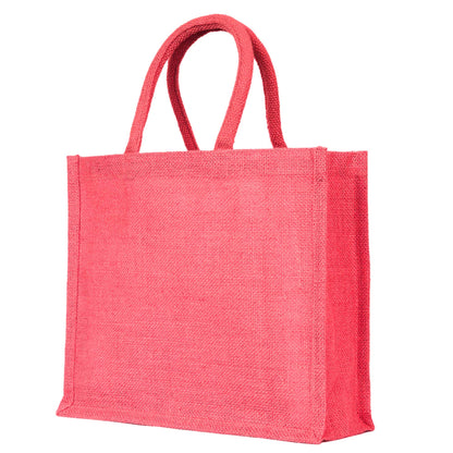 Jute Burlap Wholesale Shopping Bags in Red, Pink, Green & Orange – Perfect for Thanksgiving, Weddings, Travel & more (Set of 4)
