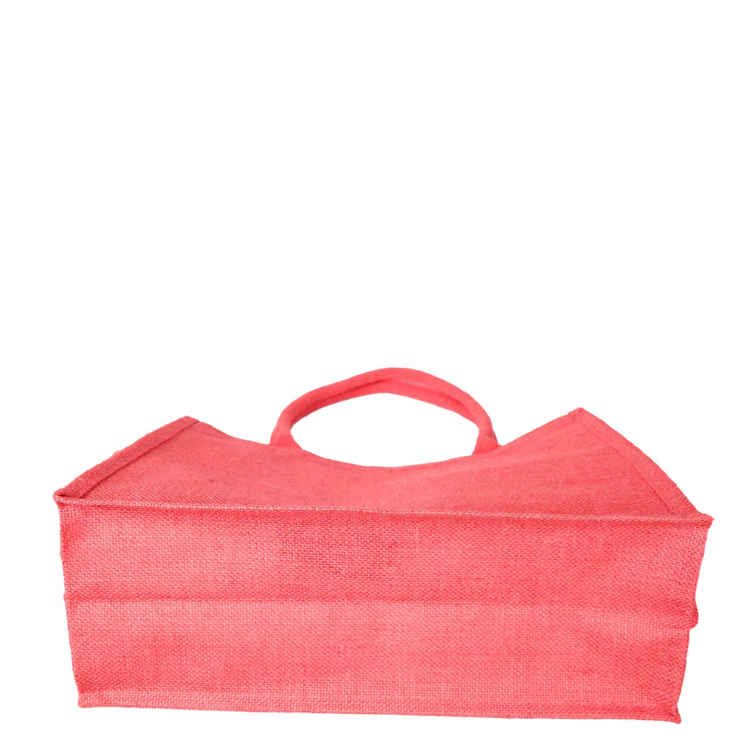 Jute Tote Bags – Shopping, Gifting, Weddings, Travel, Promotional–Deep Red, Pink, Green, Orange (Set of 4)