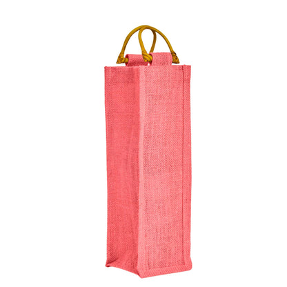 Coloured Reusable Jute Wine Bags with Cane Handles – New Year, Christmas, Gifting, Holidays & Party Favors (Packs of 7)