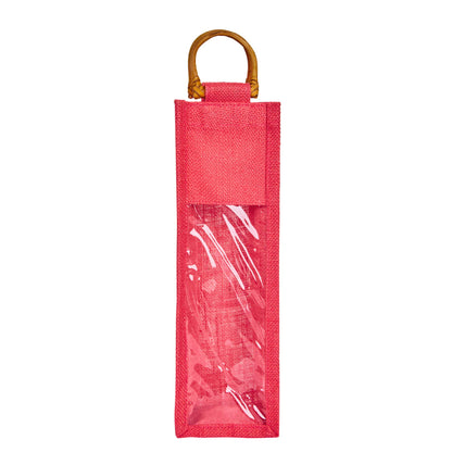 Wholesale Coloured Jute Wine Gift Bags with PVC Window – Reusable Single Bottle Carriers for Parties & Celebrations (Pack of 7)