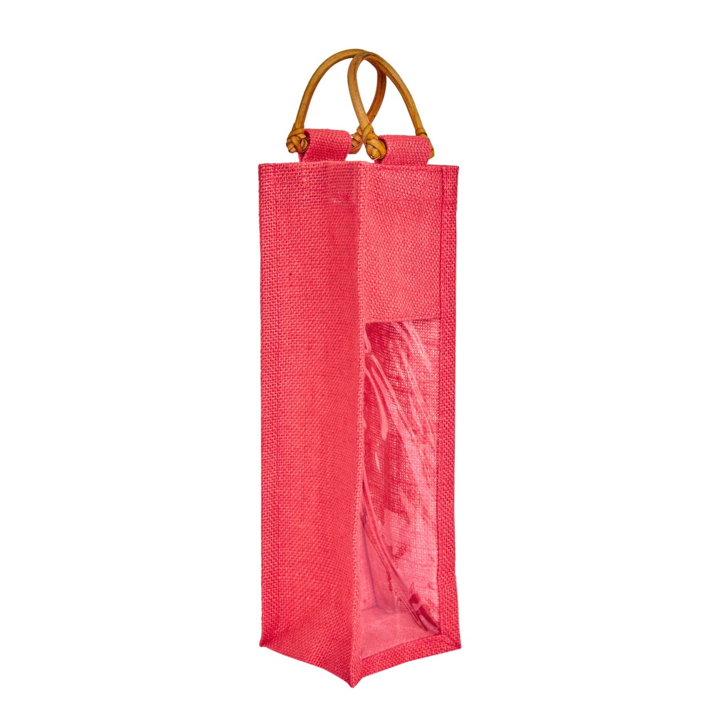 Wholesale Coloured Jute Wine Gift Bags with PVC Window – Reusable Single Bottle Carriers for Parties & Celebrations (Pack of 7)