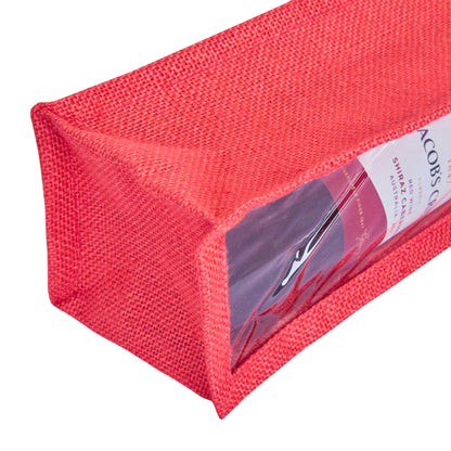Wholesale Coloured Jute Wine Gift Bags with PVC Window – Reusable Single Bottle Carriers for Parties & Celebrations (Pack of 7)