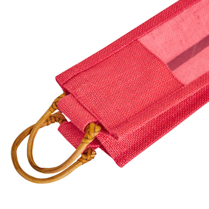 Wholesale Coloured Jute Wine Gift Bags with PVC Window – Reusable Single Bottle Carriers for Parties & Celebrations (Pack of 7)
