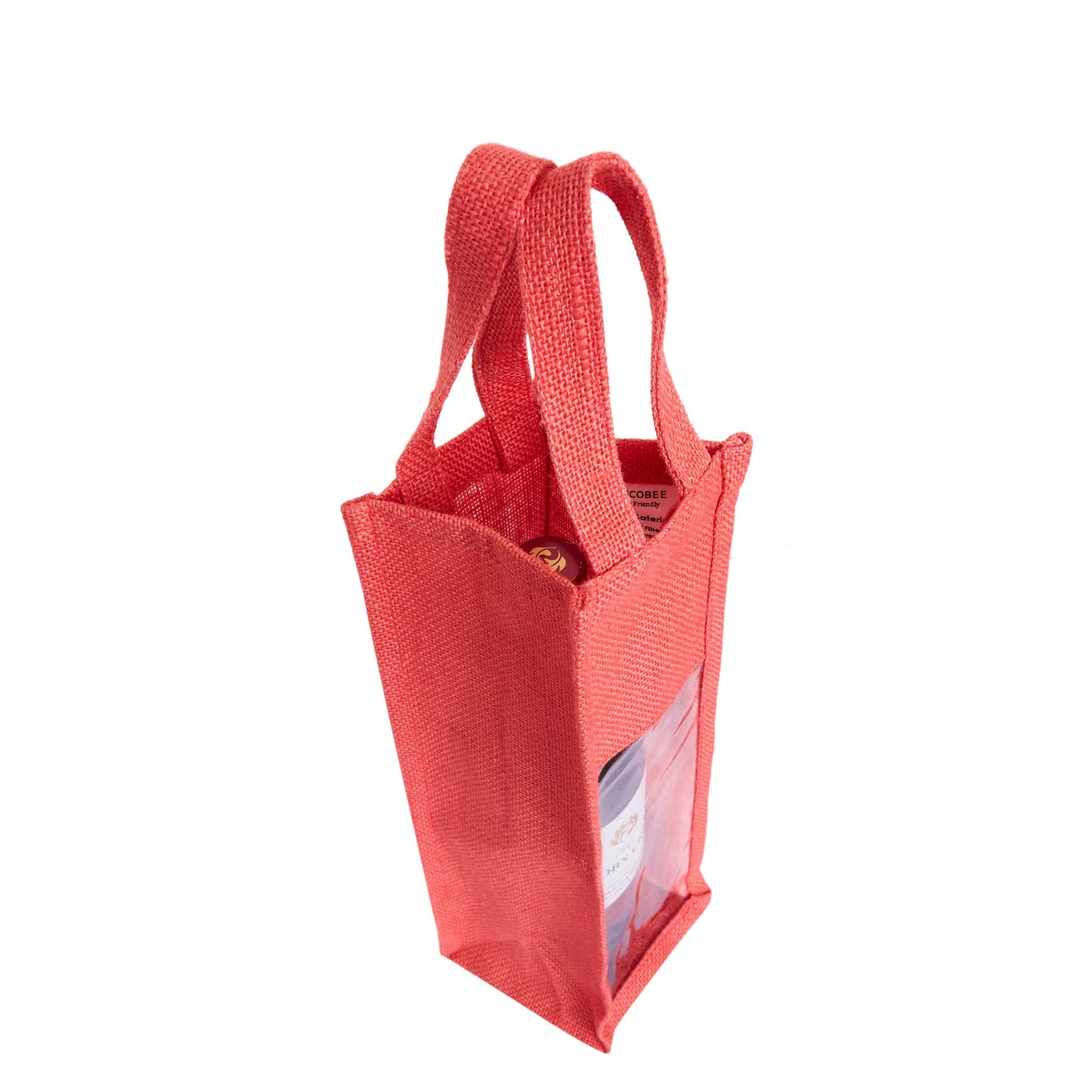 Reusable Jute Wine Gift Bags for Weddings, Parties, and Celebrations - Deep Red, Pink, Green & Orange Shades (Packs  of 6)