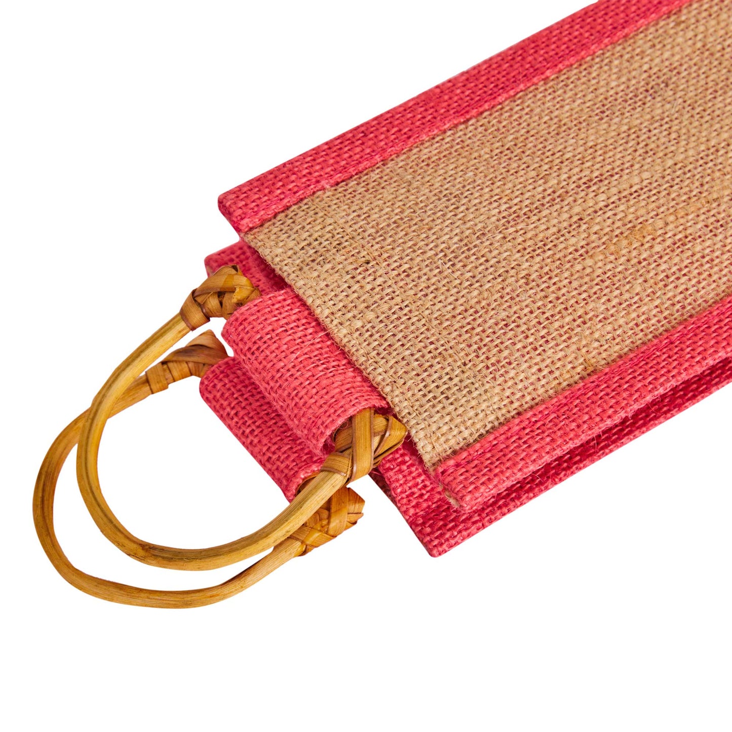 Jute Wine Gift Bags with Cane Handles –Coloured Single-Bottle Bag–  New Year, Weddings, Birthdays, Parties, Christmas & Special Occasion (Packs of 6)