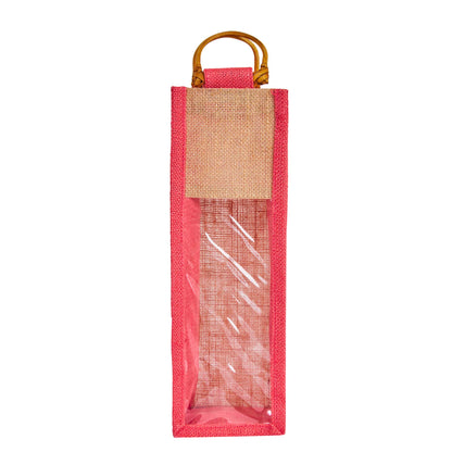 Jute Wine Gift Bags with PVC Window – Reusable Single-Bottle Carriers,  Ideal for Gifting, Weddings & Parties (Packs of 6)