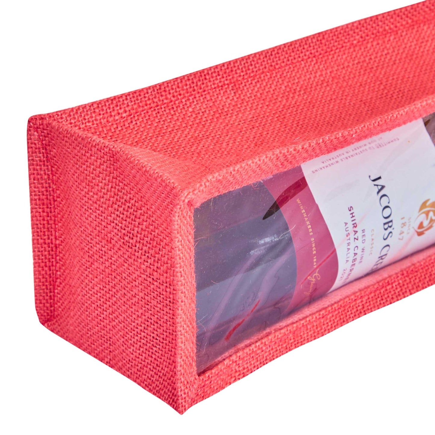 Jute Wine Gift Bags with PVC Window – Reusable Single-Bottle Carriers,  Ideal for Gifting, Weddings & Parties (Packs of 6)