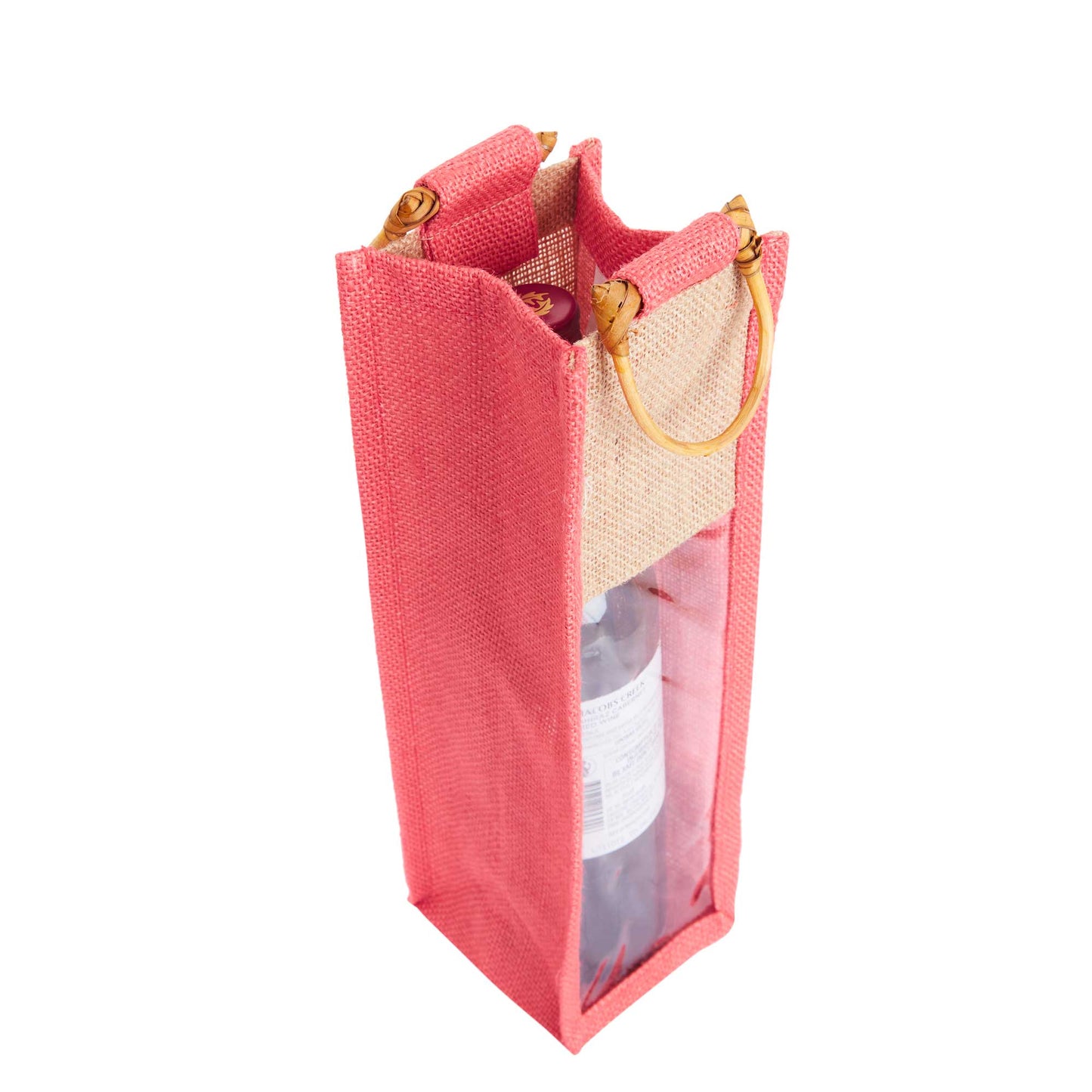 Jute Wine Gift Bags with PVC Window – Reusable Single-Bottle Carriers,  Ideal for Gifting, Weddings & Parties (Packs of 6)