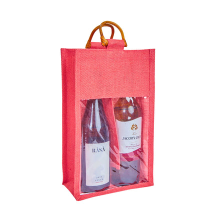 Jute Wine Gift Bags – Reusable 2-Bottle Colored Tote Bags – Weddings, Birthdays, Christmas, &  Special Occasions (Packs of 6)