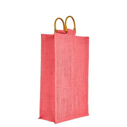 Coloured Jute Wine Burlap Gift Bags – Reusable 2-Bottle Totes, Gifting, Weddings, Parties & Holidays (Packs of 6)