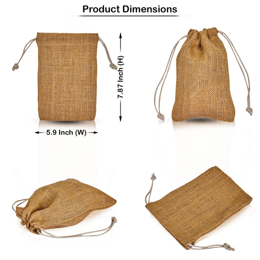 Burlap Gift Bags – Reusable Jute Drawstring Pouches for New Year, Birthday Weddings & Christmas Gifts (12 PCS)