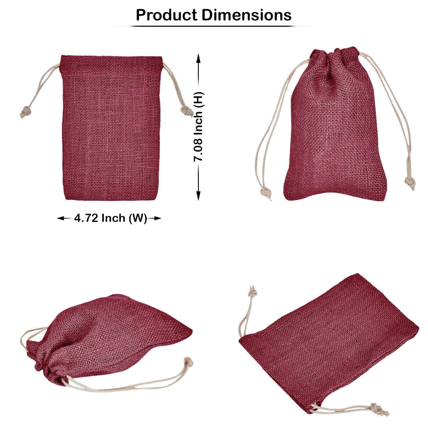 Jute Small Drawstring Bags, Set of 8 – Burlap Pouches Reusable Wedding Christmas, New Year, Thanks Giving Gift Pouches