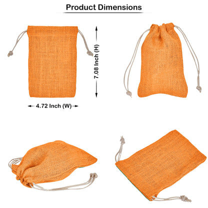 Jute Small Drawstring Bags, Set of 8 – Burlap Pouches Reusable Wedding Christmas, New Year, Thanks Giving Gift Pouches