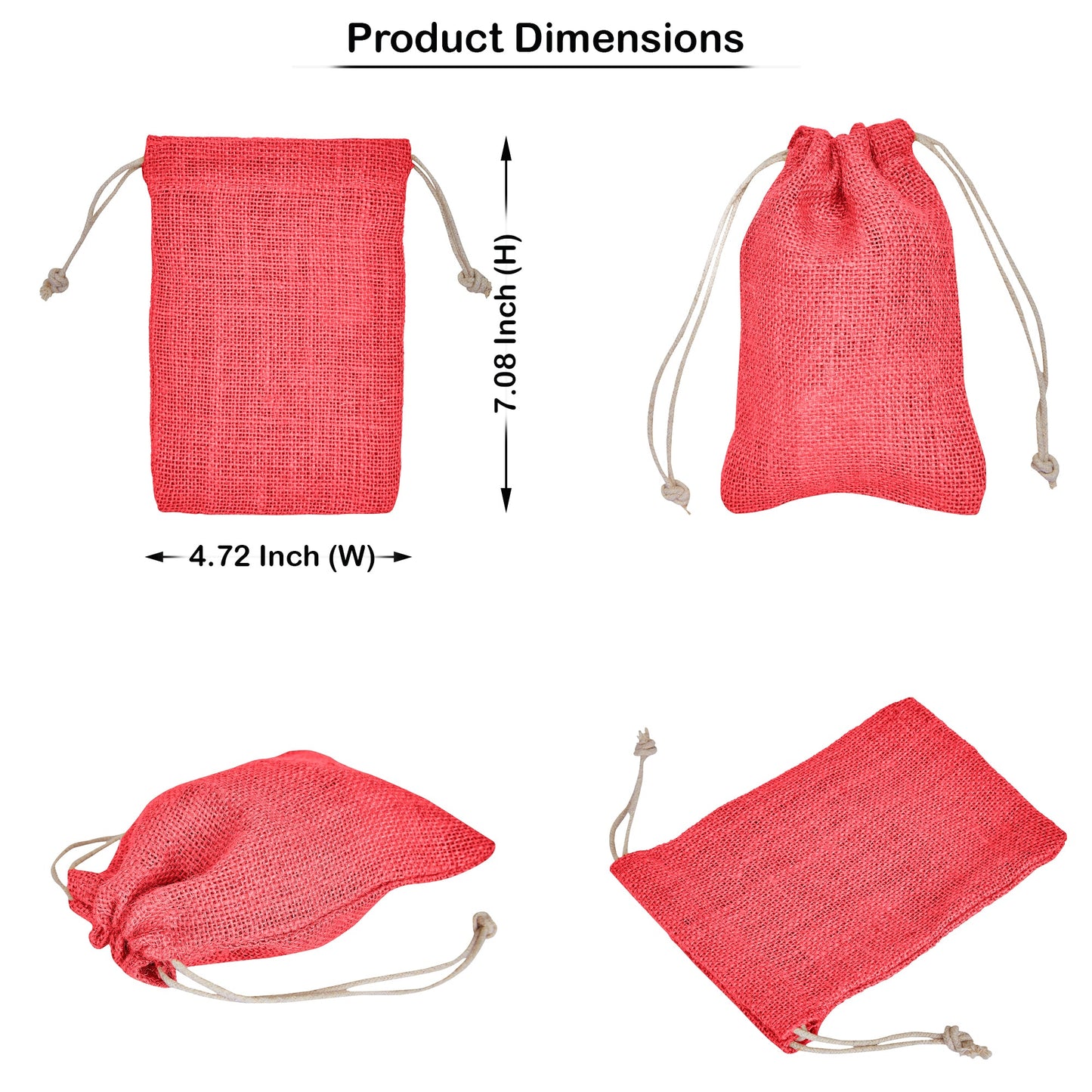 Jute Small Drawstring Bags, Set of 8 – Burlap Pouches Reusable Wedding Christmas, New Year, Thanks Giving Gift Pouches