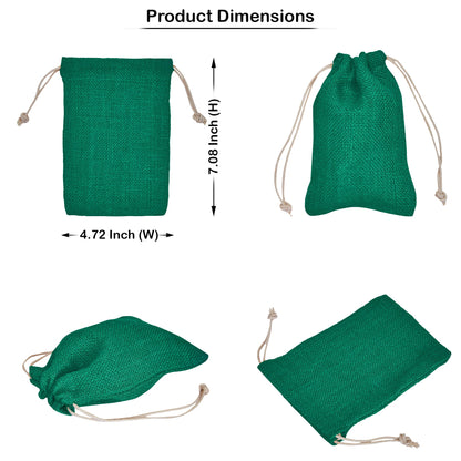 Jute Small Drawstring Bags, Set of 8 – Burlap Pouches Reusable Wedding Christmas, New Year, Thanks Giving Gift Pouches