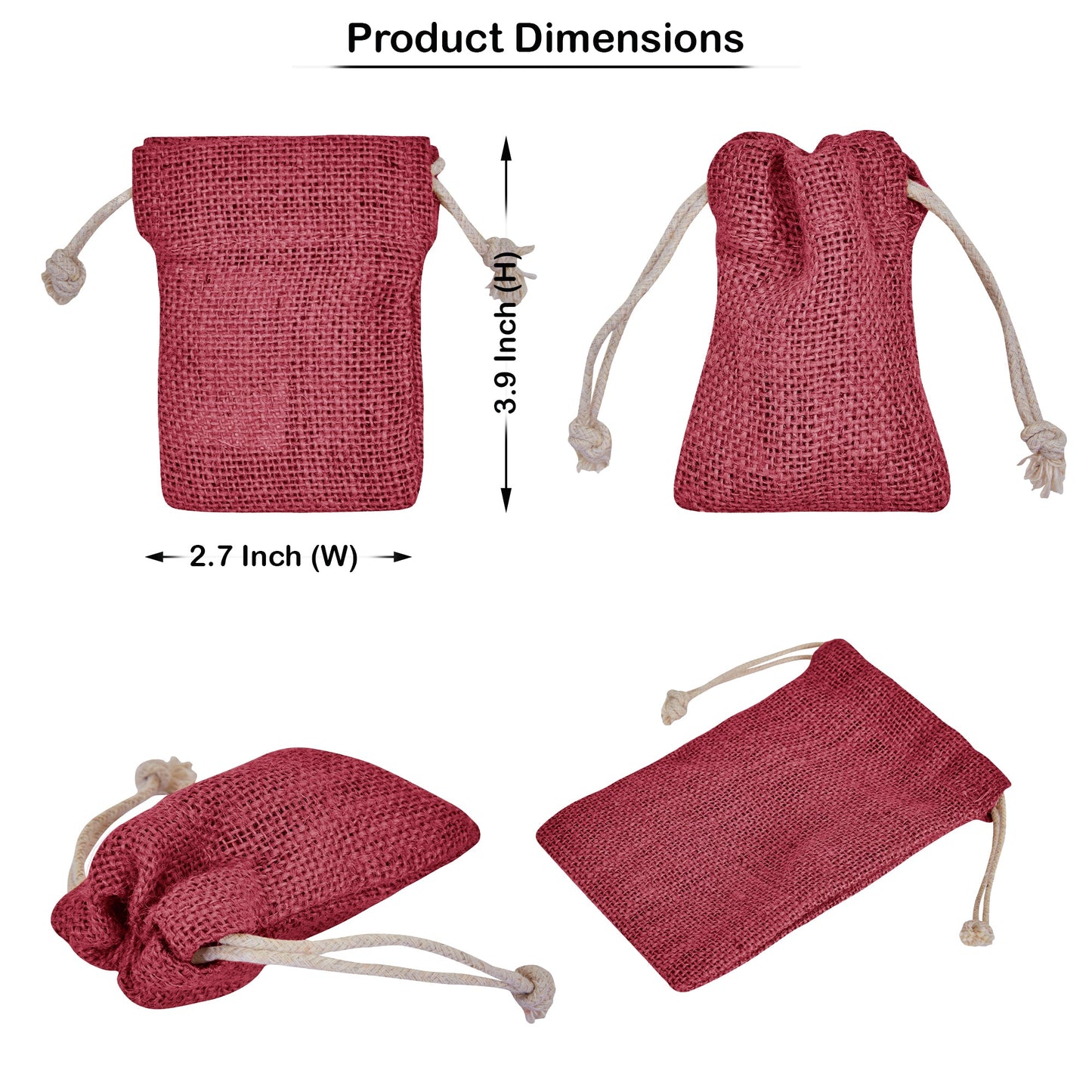 Coloured Burlap Drawstring Bags –  Small Jute Pouches for Wedding, New Year, Birthday Weddings & Christmas Gifts (8 PCS)