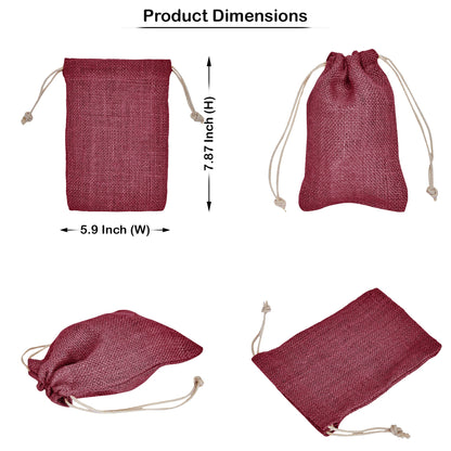 Coloured Burlap Gift Bags  – Eco-Friendly Jute Pouches for Crafts, Gifts, Party Favors & Holiday Celebrations (8 Pcs)