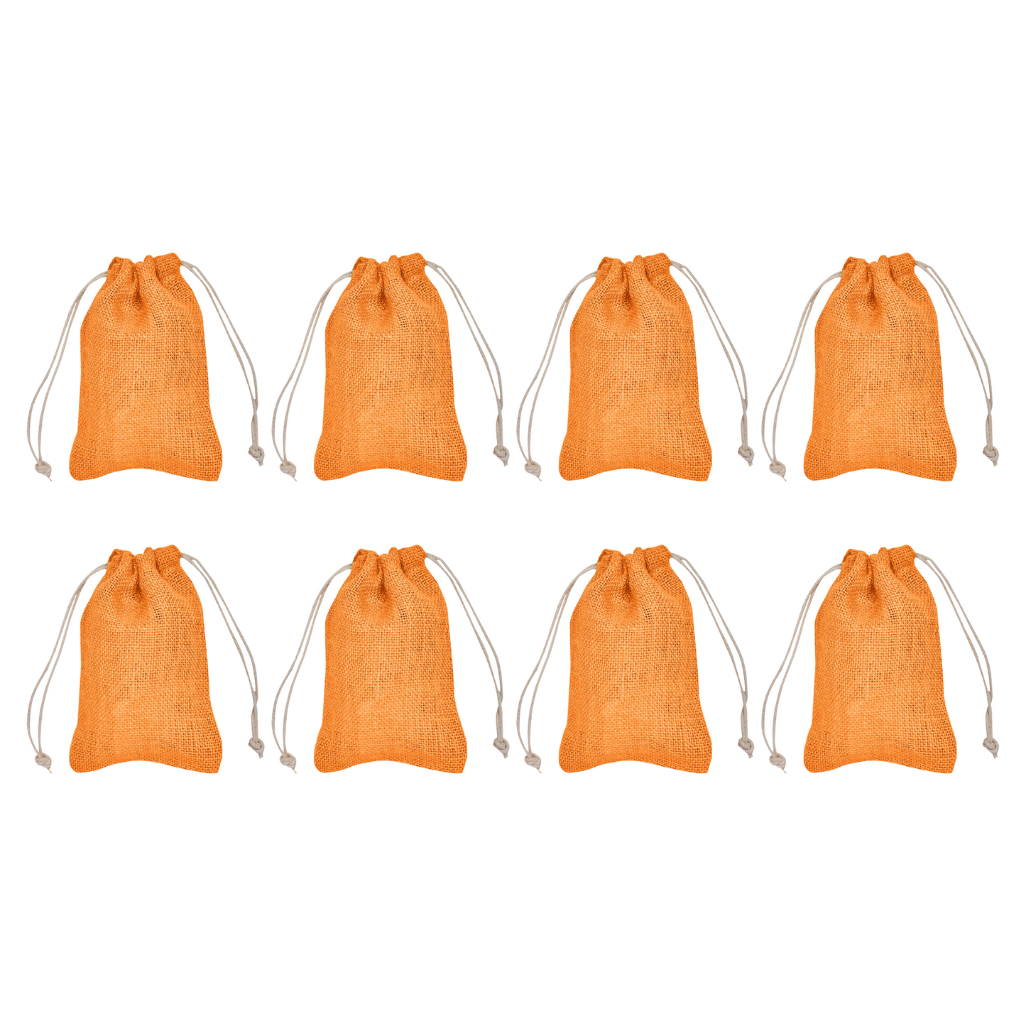 Jute Small Drawstring Bags, Set of 8 – Burlap Pouches Reusable Wedding Christmas, New Year, Thanks Giving Gift Pouches