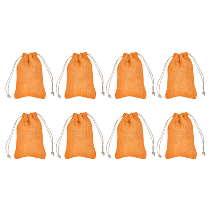 Jute Small Drawstring Bags, Set of 8 – Burlap Pouches Reusable Wedding Christmas, New Year, Thanks Giving Gift Pouches