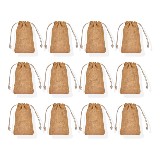 Small Burlap Gift Bags with Drawstring –  Jute Pouches for Weddings, Birthdays, Christmas, New Year, Thanks Giving (12 PCS)
