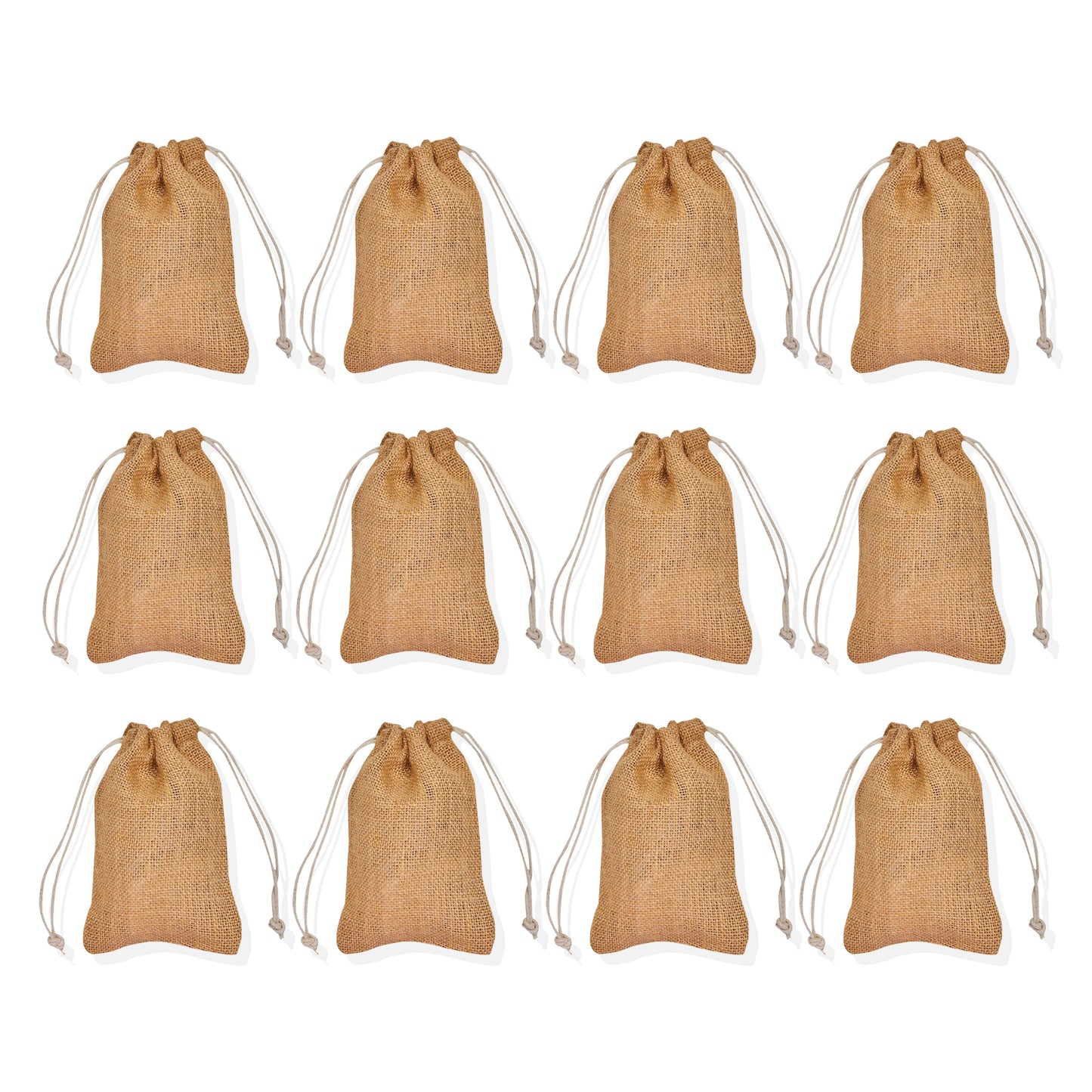 Natural Burlap Gift Bags – Reusable Jute Pouches for Weddings, Christmas, New Year, Parties, and Birthday Gifts (12-Pcs)