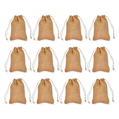 Natural Burlap Gift Bags – Reusable Jute Pouches for Weddings, Christmas, New Year, Parties, and Birthday Gifts (12-Pcs)