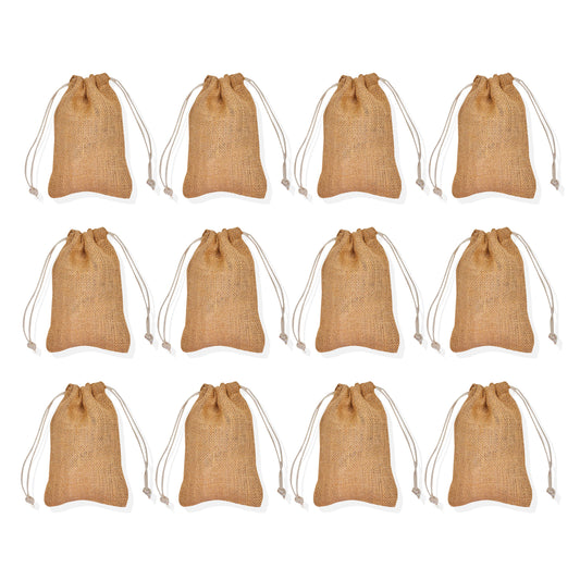 Natural Burlap Gift Bags – Reusable Jute Pouches for Weddings, Christmas, New Year, Parties, and Birthday Gifts (12-Pcs)