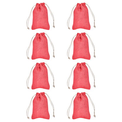 Coloured Burlap Gift Bags  – Eco-Friendly Jute Pouches for Crafts, Gifts, Party Favors & Holiday Celebrations (8 Pcs)